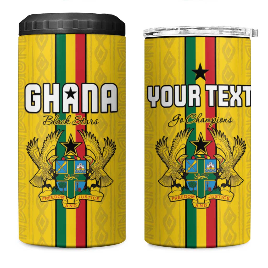 Custom Ghana Football 4 in 1 Can Cooler Tumbler Go Black Stars Go