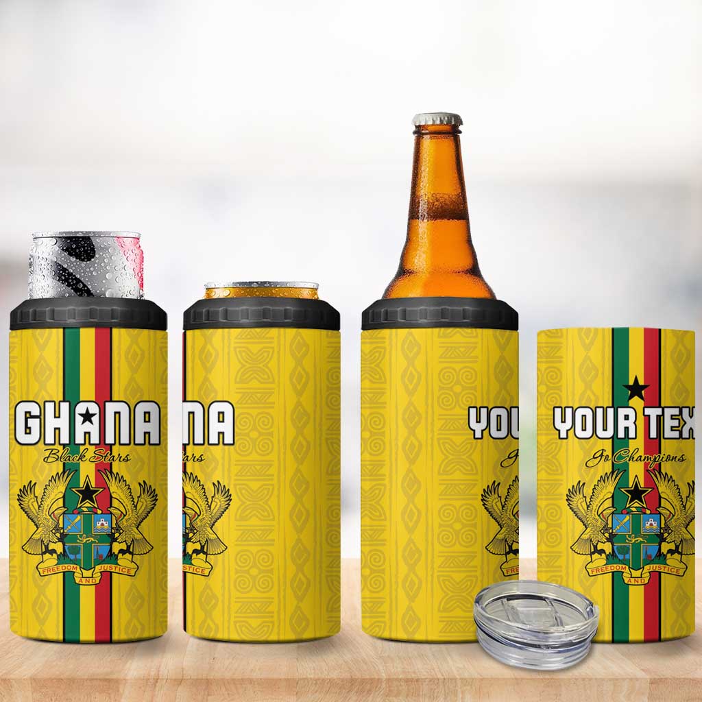 Custom Ghana Football 4 in 1 Can Cooler Tumbler Go Black Stars Go