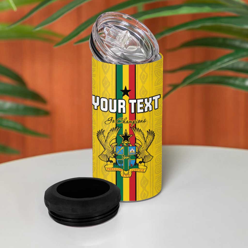Custom Ghana Football 4 in 1 Can Cooler Tumbler Go Black Stars Go