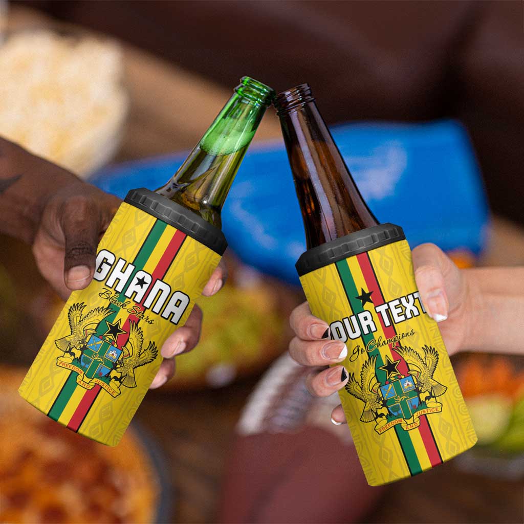 Custom Ghana Football 4 in 1 Can Cooler Tumbler Go Black Stars Go