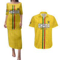 Custom Ghana Football Couples Matching Puletasi and Hawaiian Shirt Go Black Stars Go