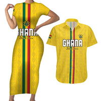 Custom Ghana Football Couples Matching Short Sleeve Bodycon Dress and Hawaiian Shirt Go Black Stars Go