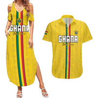 Custom Ghana Football Couples Matching Summer Maxi Dress and Hawaiian Shirt Go Black Stars Go