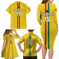 Custom Ghana Football Family Matching Long Sleeve Bodycon Dress and Hawaiian Shirt Go Black Stars Go