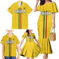 Custom Ghana Football Family Matching Mermaid Dress and Hawaiian Shirt Go Black Stars Go