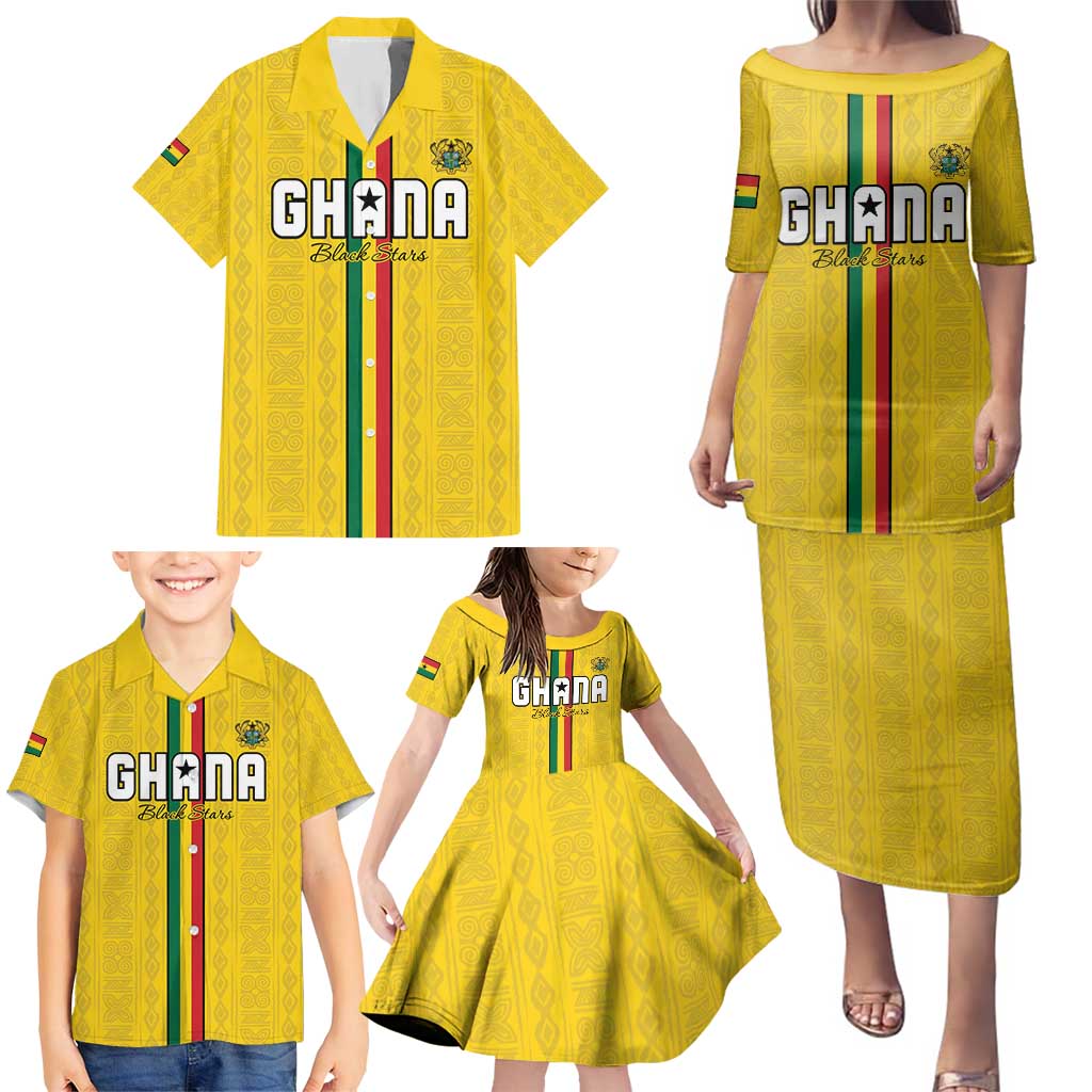Custom Ghana Football Family Matching Puletasi and Hawaiian Shirt Go Black Stars Go