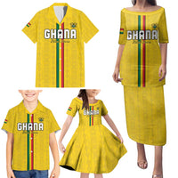 Custom Ghana Football Family Matching Puletasi and Hawaiian Shirt Go Black Stars Go