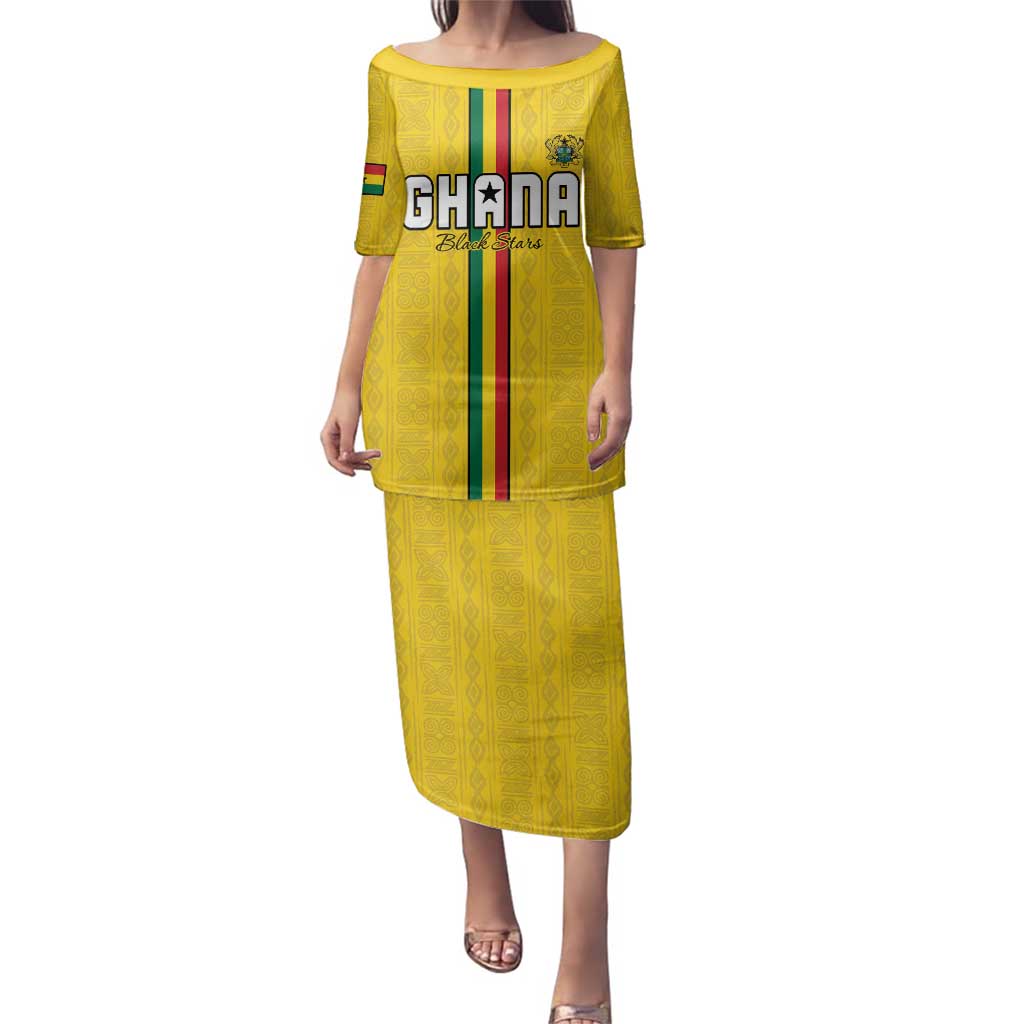 Custom Ghana Football Family Matching Puletasi and Hawaiian Shirt Go Black Stars Go