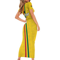 Custom Ghana Football Family Matching Short Sleeve Bodycon Dress and Hawaiian Shirt Go Black Stars Go
