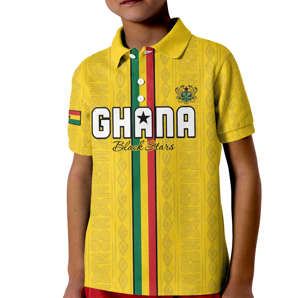 Custom Ghana Football Kid Polo Shirt Go Black Stars Go