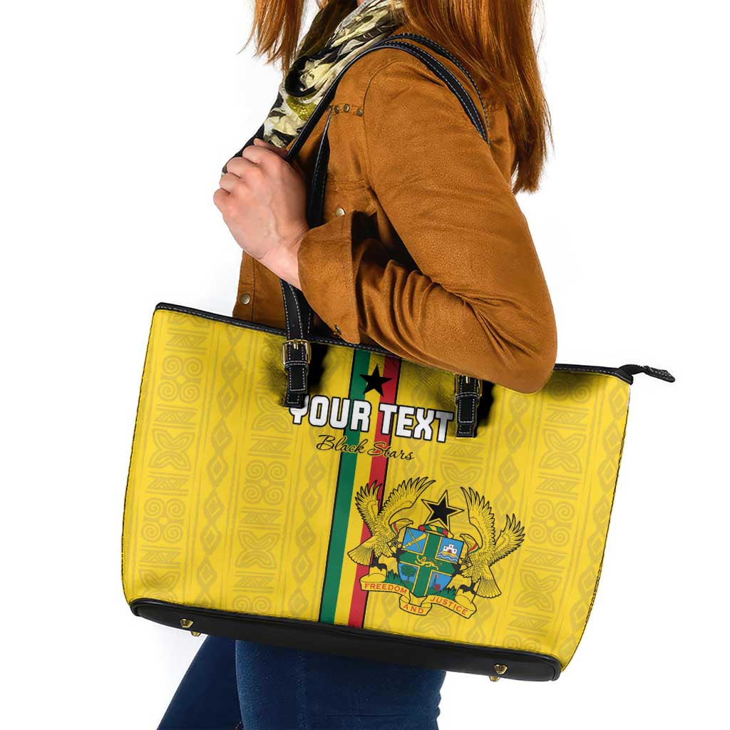 Custom Ghana Football Leather Tote Bag Go Black Stars Go