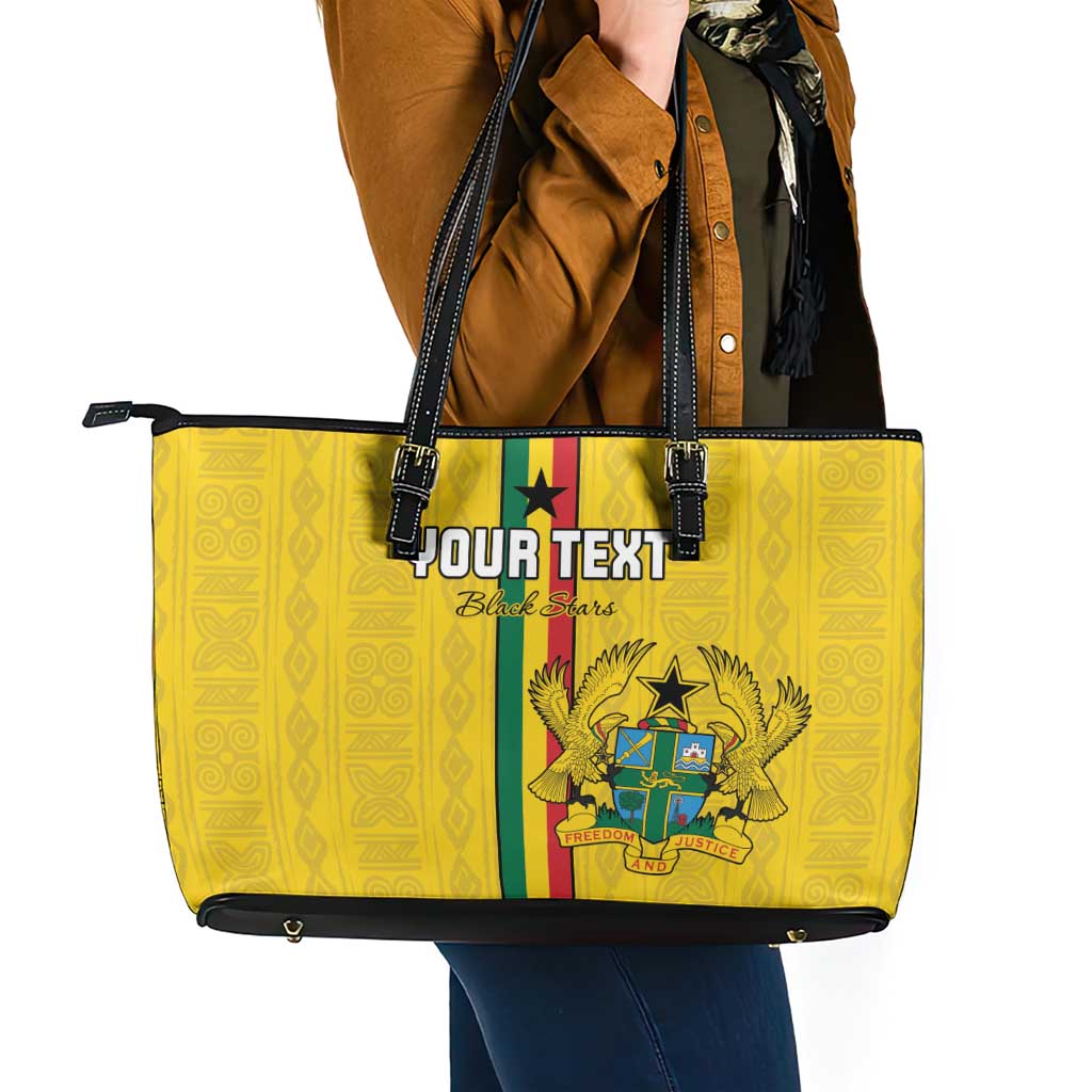 Custom Ghana Football Leather Tote Bag Go Black Stars Go