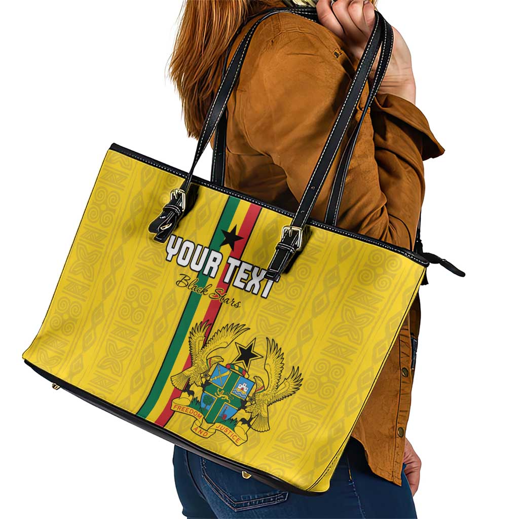 Custom Ghana Football Leather Tote Bag Go Black Stars Go
