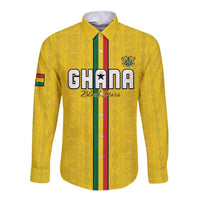 Custom Ghana Football Long Sleeve Button Shirt Go Black Stars Go