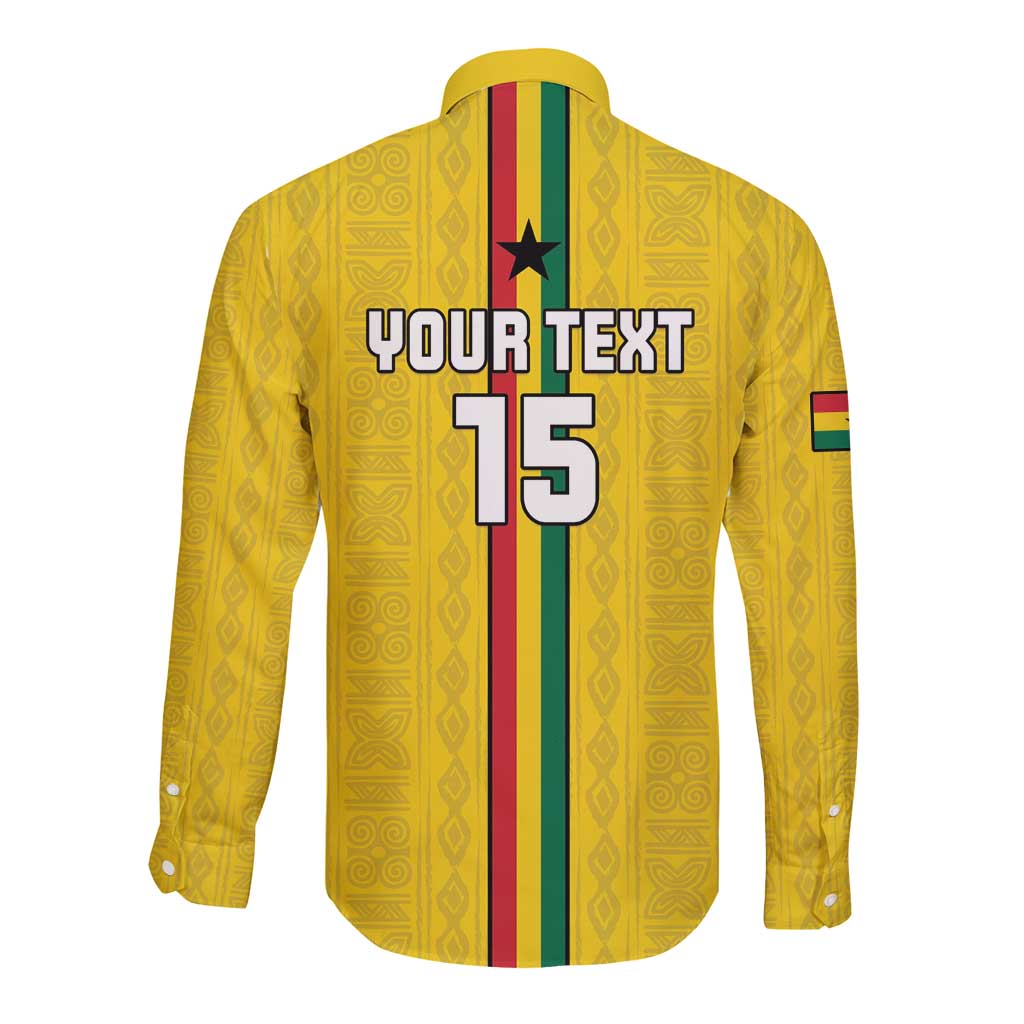Custom Ghana Football Long Sleeve Button Shirt Go Black Stars Go
