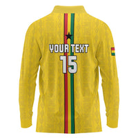Custom Ghana Football Long Sleeve Polo Shirt Go Black Stars Go