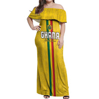Custom Ghana Football Off Shoulder Maxi Dress Go Black Stars Go