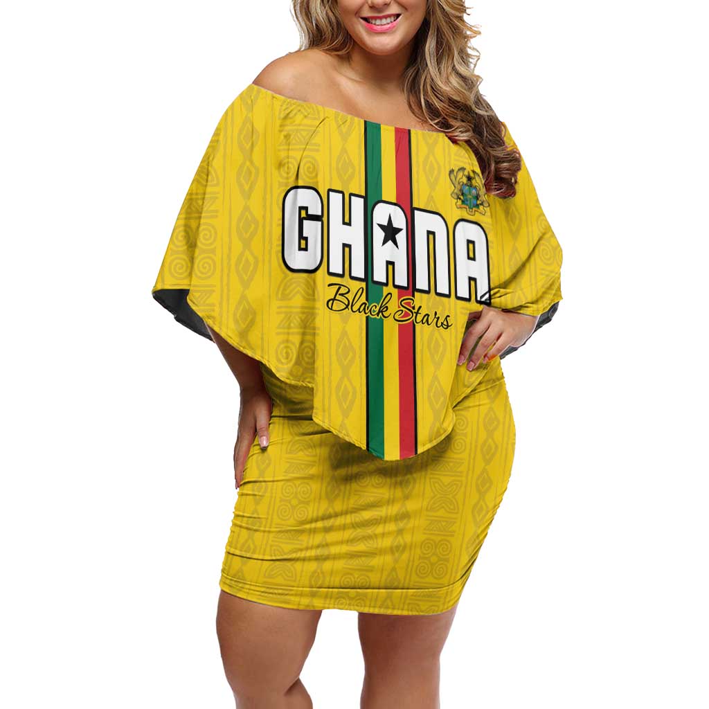Custom Ghana Football Off Shoulder Short Dress Go Black Stars Go