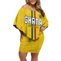 Custom Ghana Football Off Shoulder Short Dress Go Black Stars Go