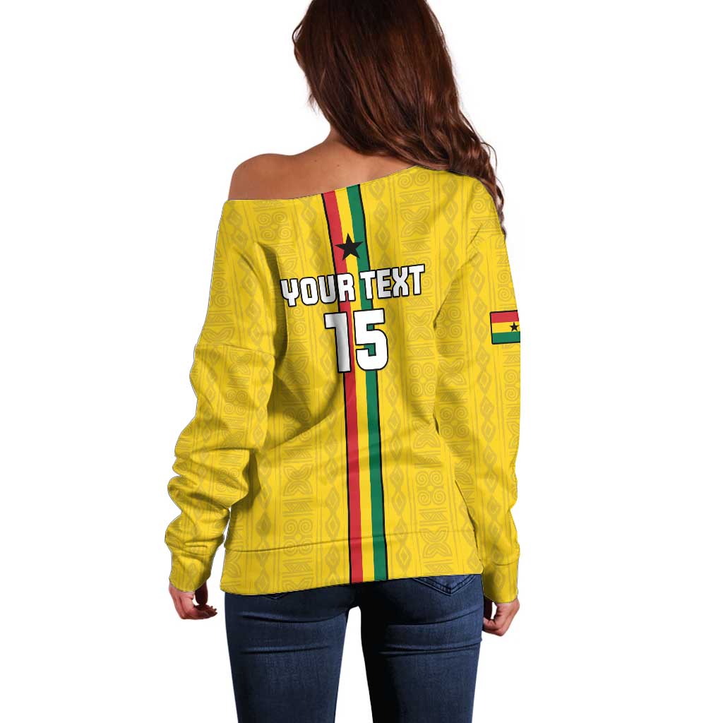 Custom Ghana Football Off Shoulder Sweater Go Black Stars Go
