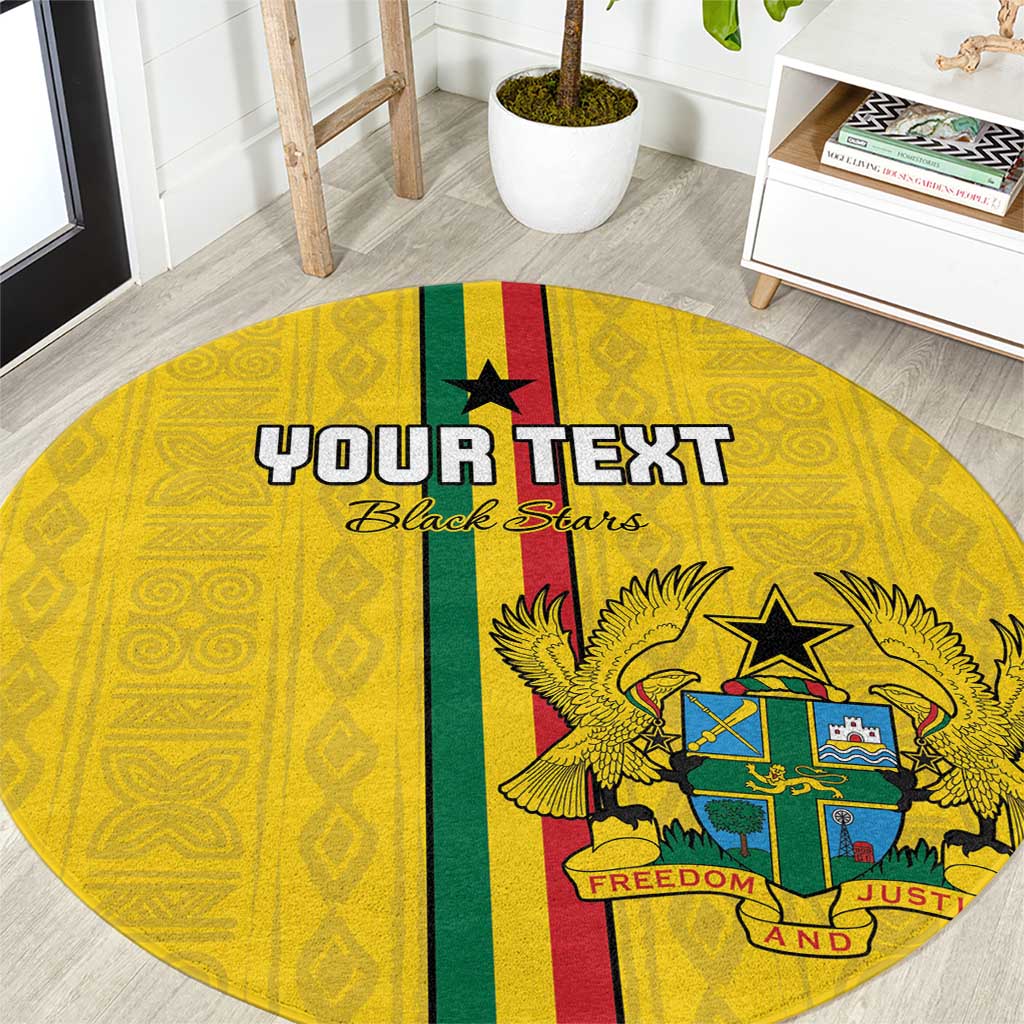 Custom Ghana Football Round Carpet Go Black Stars Go