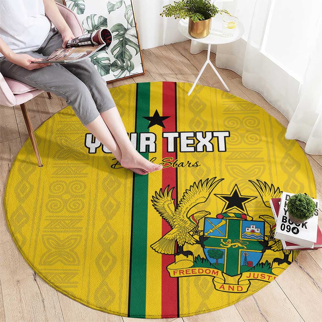 Custom Ghana Football Round Carpet Go Black Stars Go