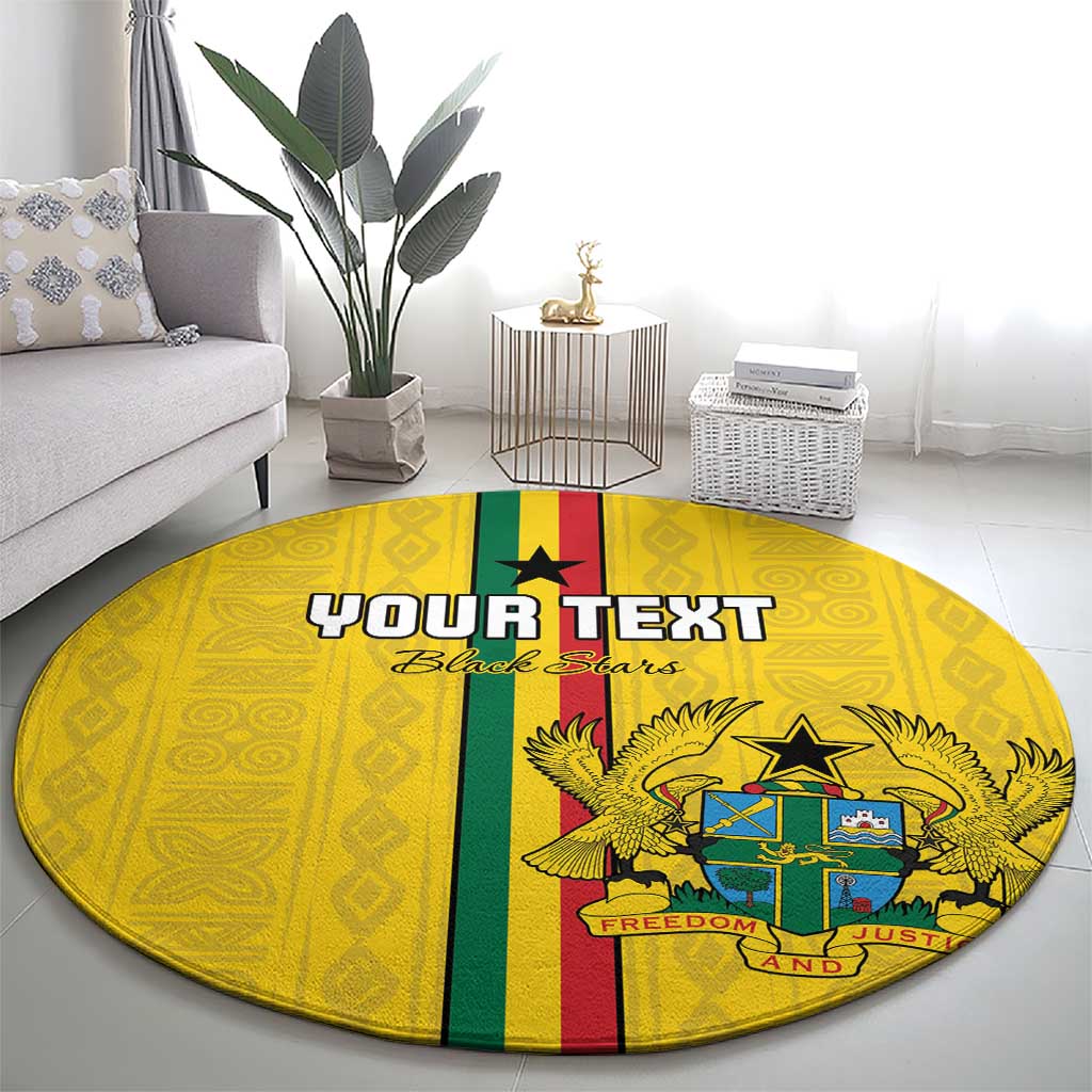 Custom Ghana Football Round Carpet Go Black Stars Go