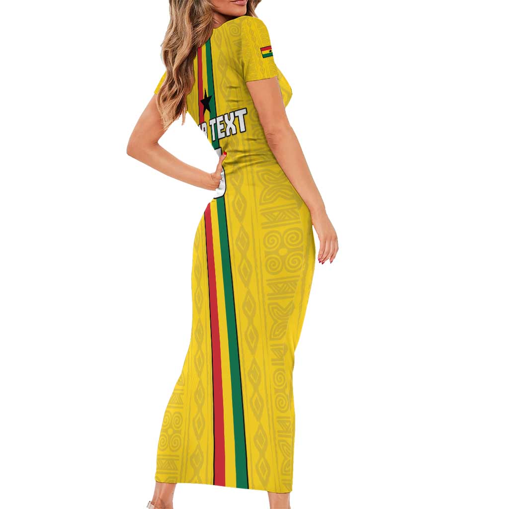 Custom Ghana Football Short Sleeve Bodycon Dress Go Black Stars Go