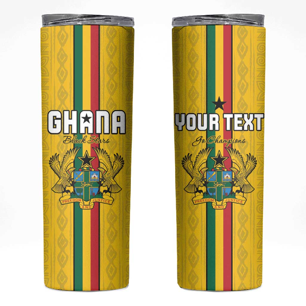 Custom Ghana Football Skinny Tumbler Go Black Stars Go