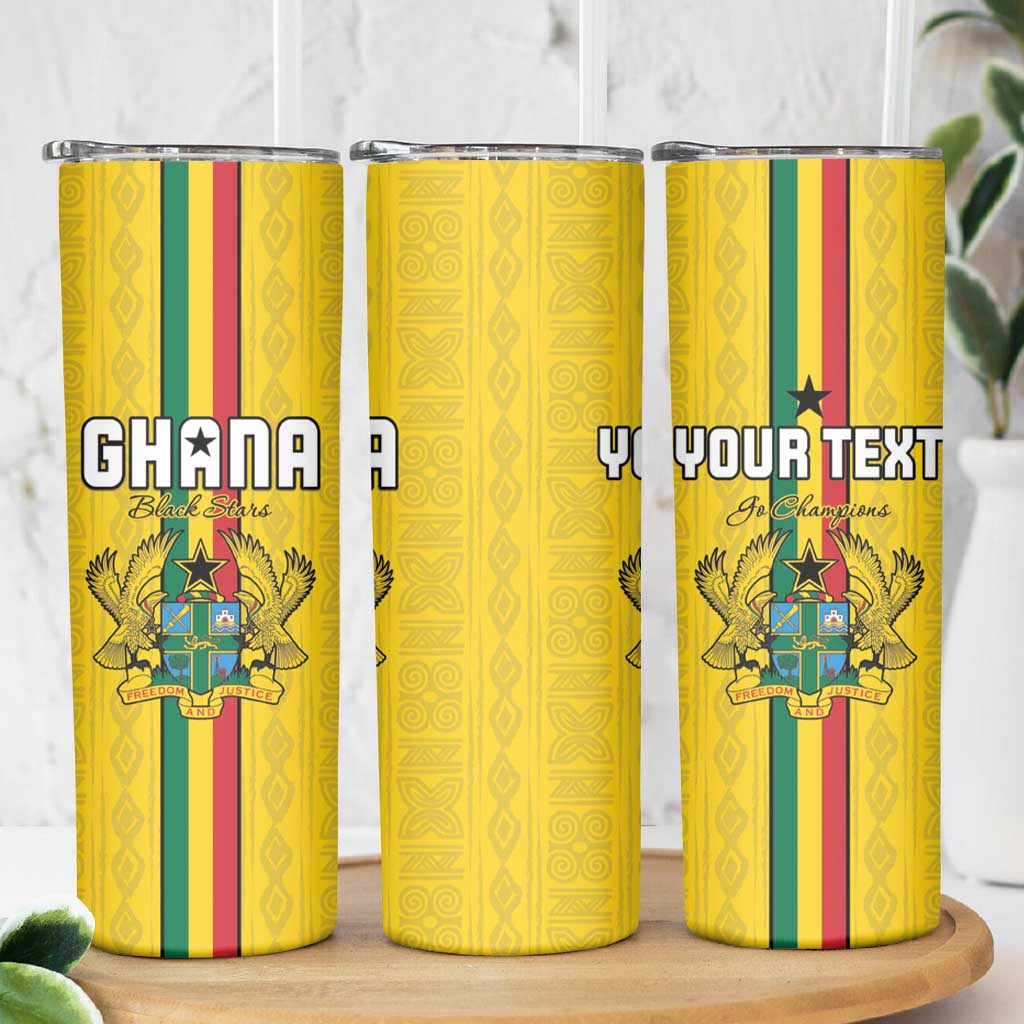 Custom Ghana Football Skinny Tumbler Go Black Stars Go