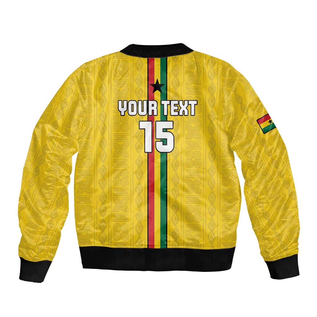 Custom Ghana Football Sleeve Zip Bomber Jacket Go Black Stars Go