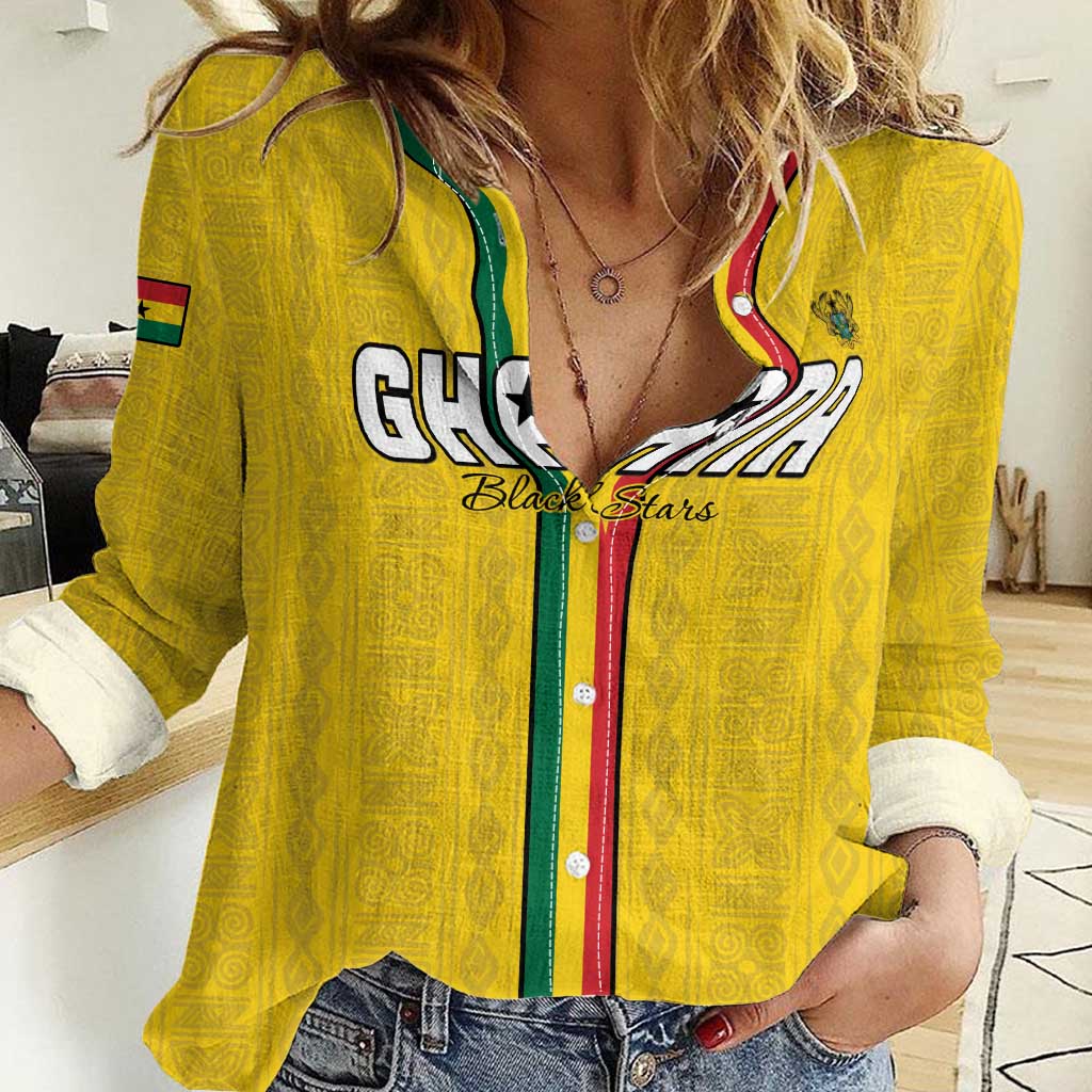Custom Ghana Football Women Casual Shirt Go Black Stars Go