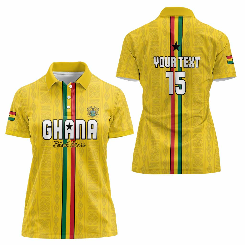 Custom Ghana Football Women Polo Shirt Go Black Stars Go