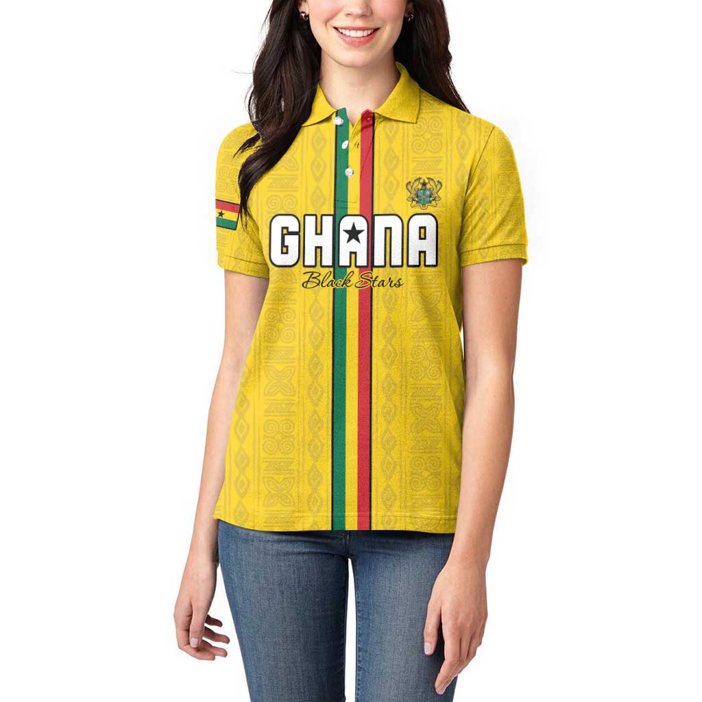 Custom Ghana Football Women Polo Shirt Go Black Stars Go