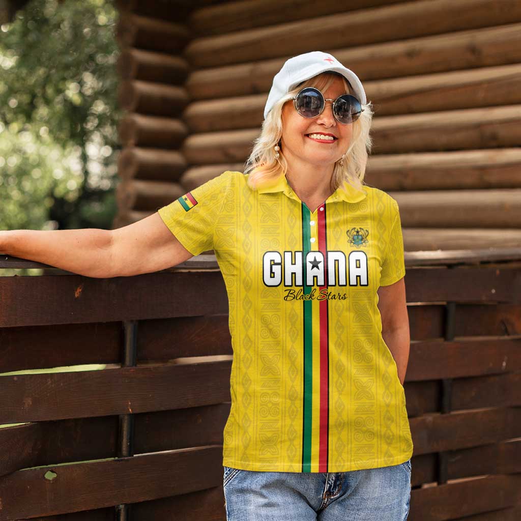 Custom Ghana Football Women Polo Shirt Go Black Stars Go