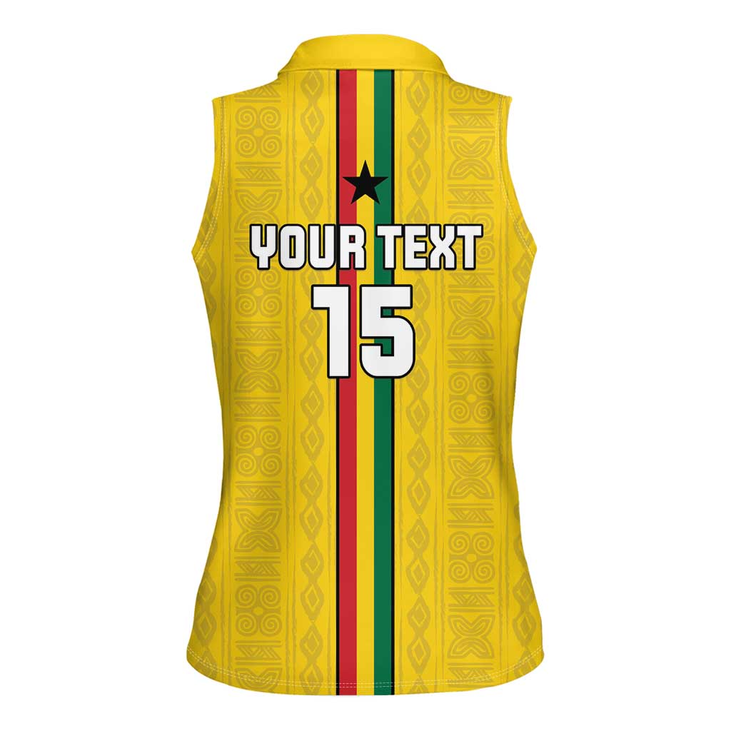 Custom Ghana Football Women Sleeveless Polo Shirt Go Black Stars Go