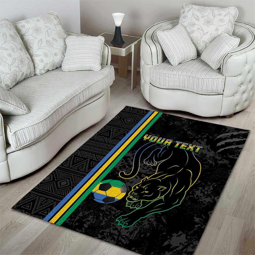 Custom Gabon Football Area Rug Go Les Pantheres - Black Ver