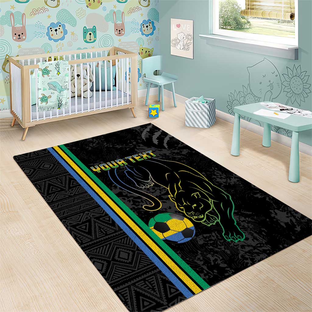 Custom Gabon Football Area Rug Go Les Pantheres - Black Ver