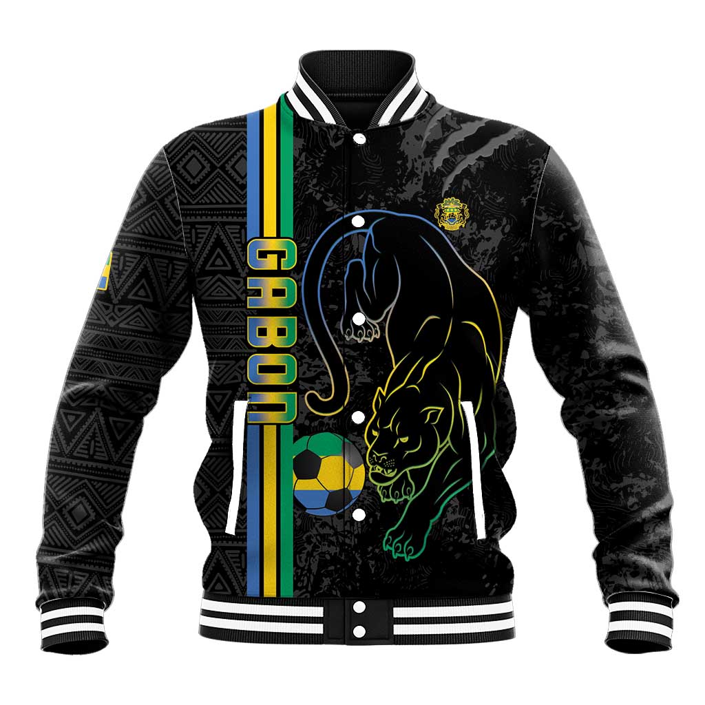 Custom Gabon Football Baseball Jacket Go Les Pantheres - Black Ver