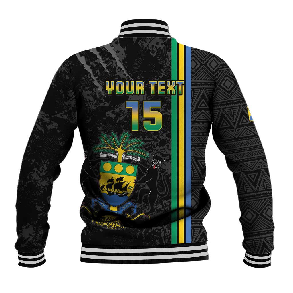 Custom Gabon Football Baseball Jacket Go Les Pantheres - Black Ver