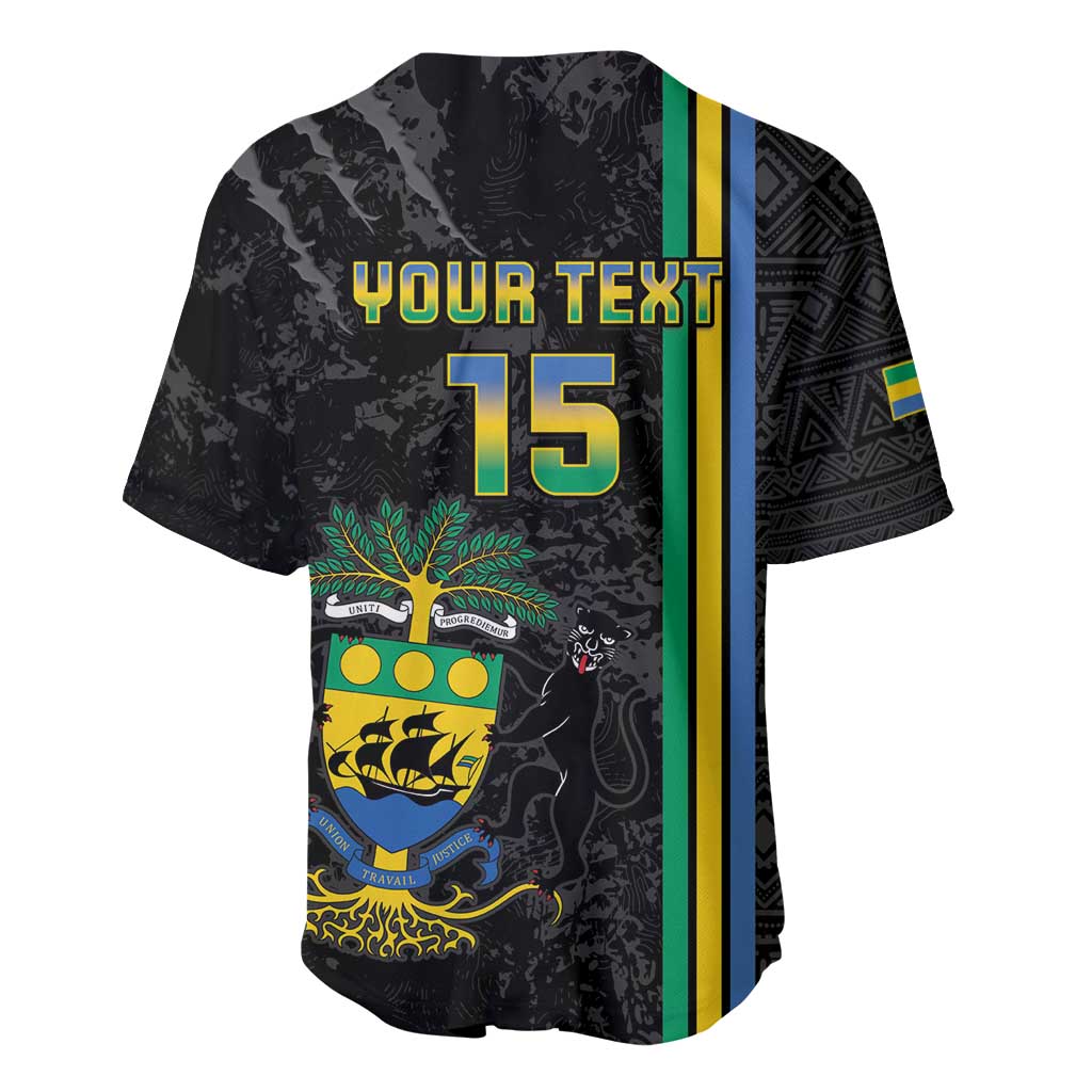 Custom Gabon Football Baseball Jersey Go Les Pantheres - Black Ver