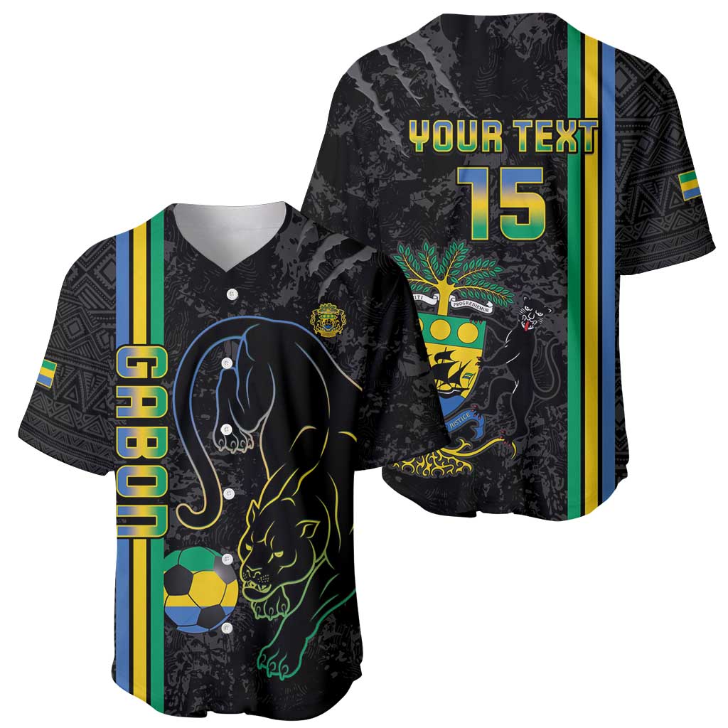 Custom Gabon Football Baseball Jersey Go Les Pantheres - Black Ver