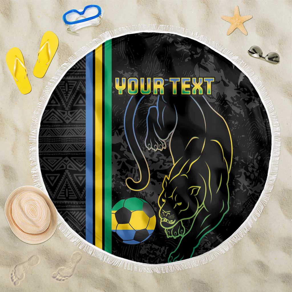 Custom Gabon Football Beach Blanket Go Les Pantheres - Black Ver