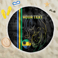 Custom Gabon Football Beach Blanket Go Les Pantheres - Black Ver