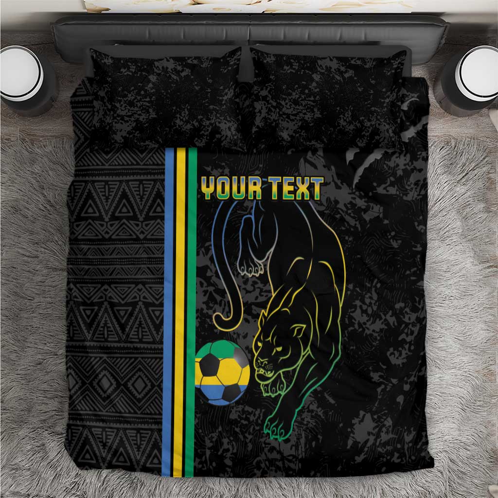 Custom Gabon Football Bedding Set Go Les Pantheres - Black Ver