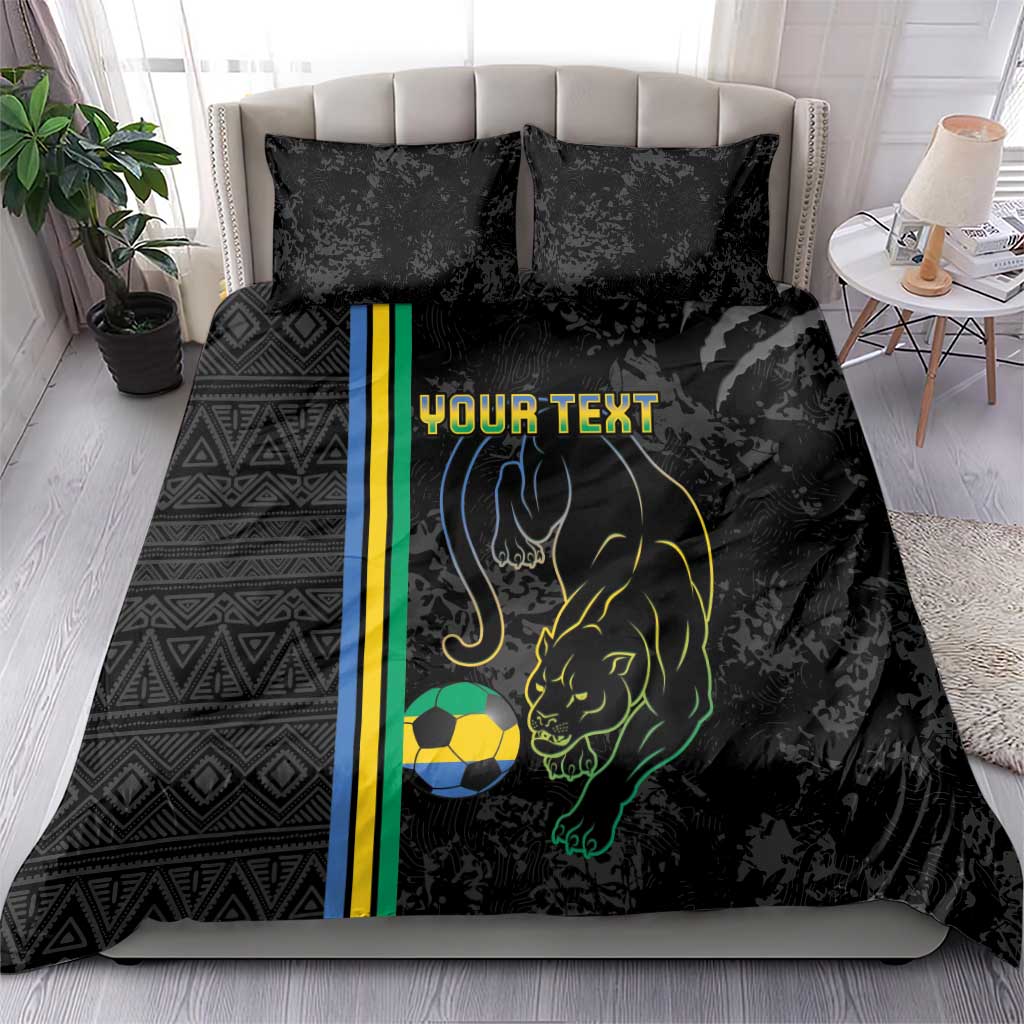 Custom Gabon Football Bedding Set Go Les Pantheres - Black Ver