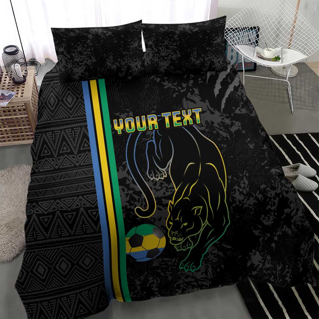 Custom Gabon Football Bedding Set Go Les Pantheres - Black Ver