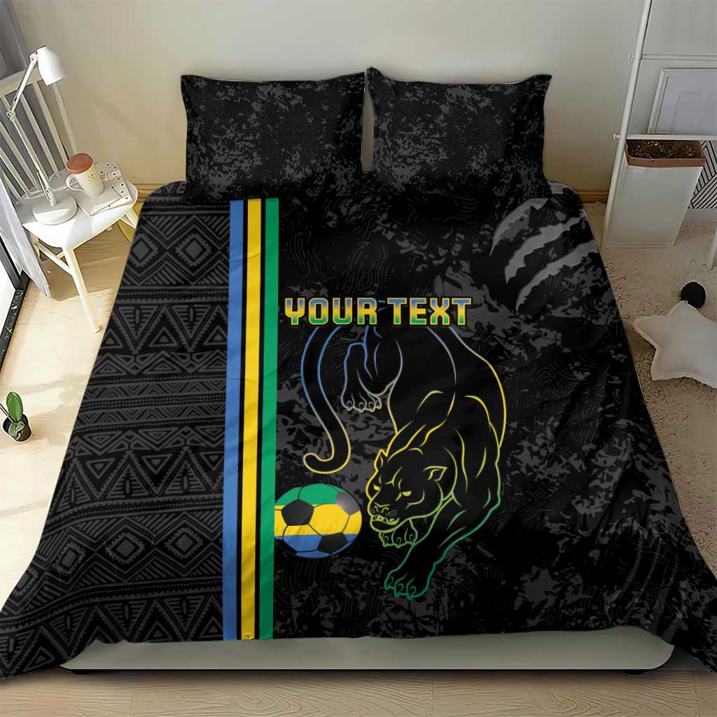 Custom Gabon Football Bedding Set Go Les Pantheres - Black Ver
