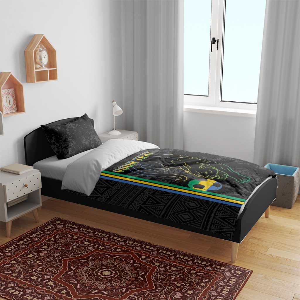 Custom Gabon Football Bedding Set Go Les Pantheres - Black Ver