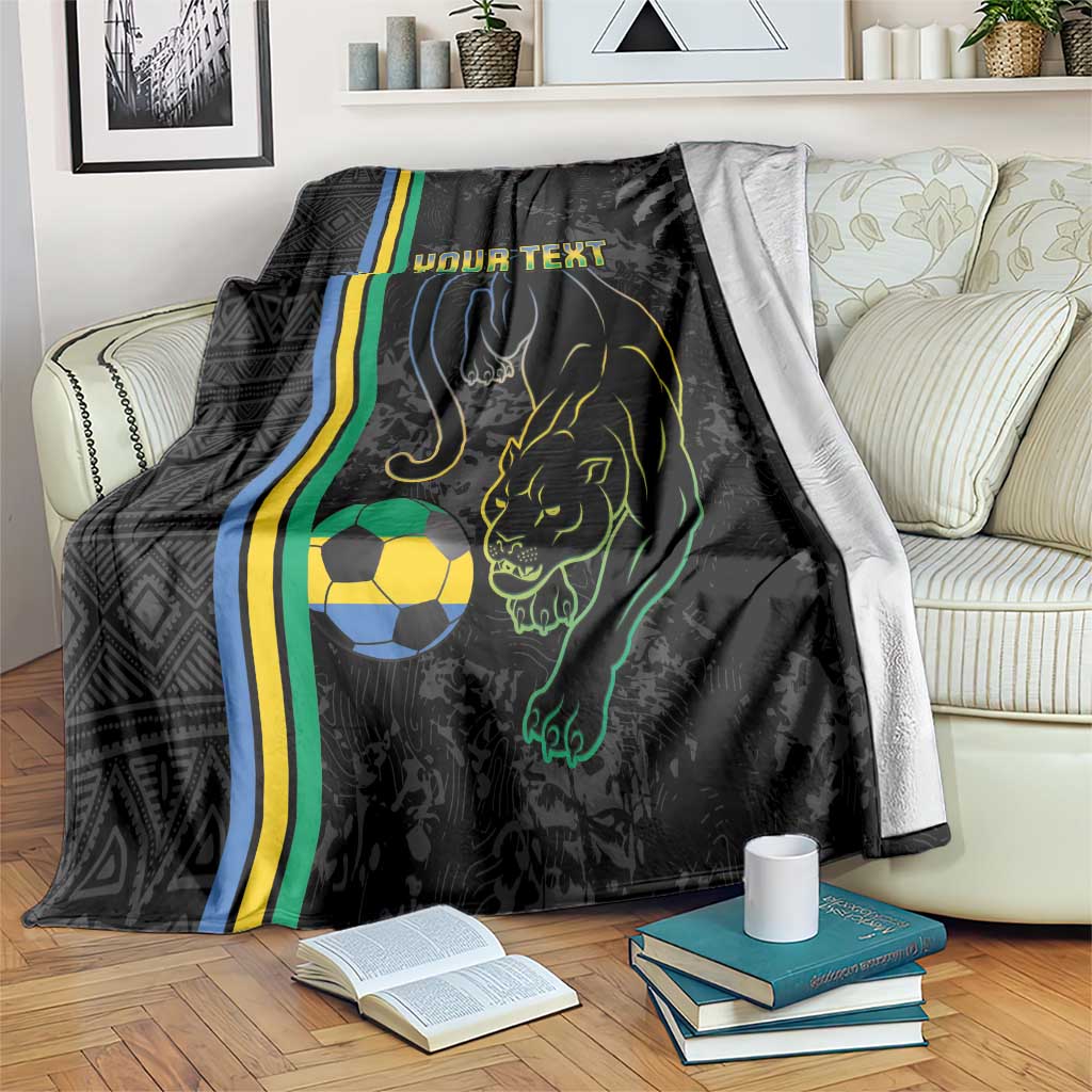 Custom Gabon Football Blanket Go Les Pantheres - Black Ver